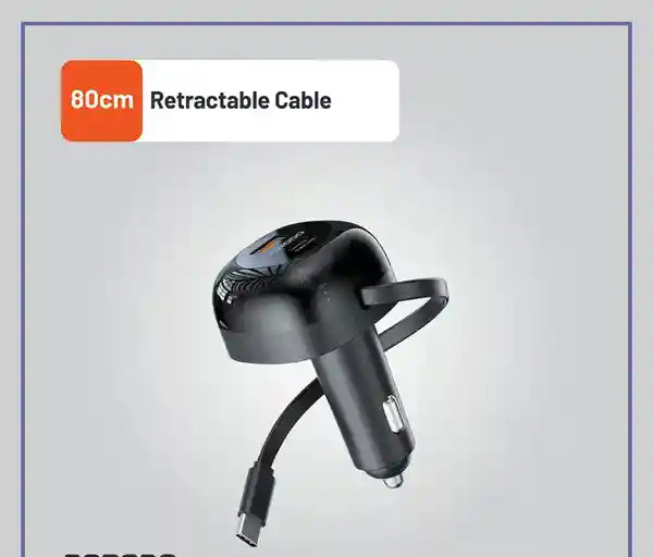 شارژر فندکی 47 وات همراه با کابل تایپ سی پرودو Porodo Dual Port Car Charger PD-FWCH030 (E)