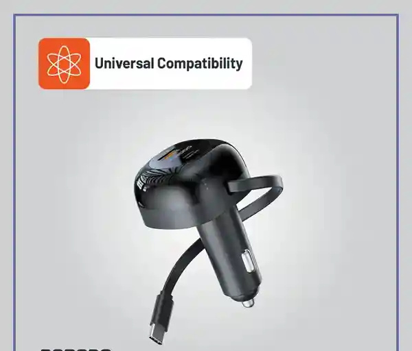 شارژر فندکی 47 وات همراه با کابل تایپ سی پرودو Porodo Dual Port Car Charger PD-FWCH030 (E)