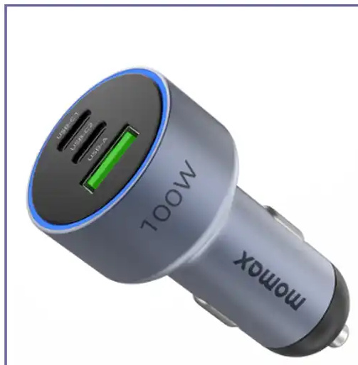 شارژر فندکی سه پورت 100 وات مومکس Momax MoVe Car Charger UC17E (E)