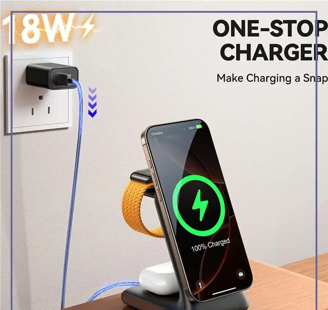 شارژر شارژ وایرلس رومیزی 3 در 1 جویروم JOYROOM 3 in 1 Wireless Charging Station JR-W15 (E)