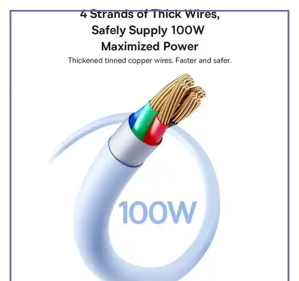 کابل تایپ سی 100 وات یک متر بیسوس Baseus Silky Series 1m 100W USB to USB-C CB000113 (E)