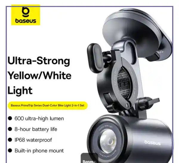 هولدر و چراغ قوه دوچرخه و موتور بیسوس Baseus PrimeTrip Light And Bike Holder BS-CG025 (E)