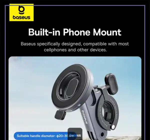 هولدر و چراغ قوه دوچرخه و موتور بیسوس Baseus PrimeTrip Light And Bike Holder BS-CG025 (E)