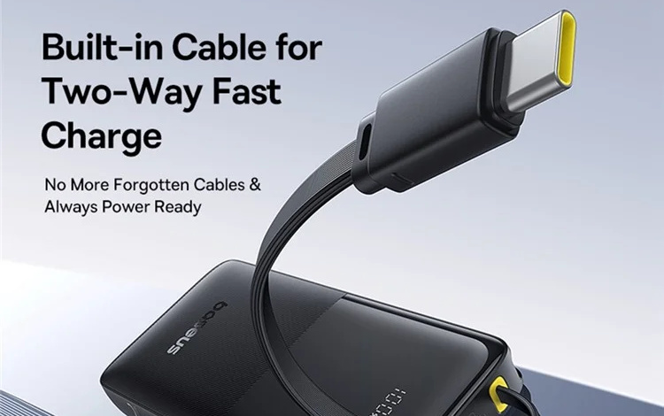 پاوربانک 20وات 10000 با کابل بیسوس Baseus Power Bank Bipow 2 With Cable PPBD2-1W20 (E)