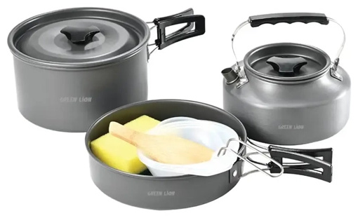 ست 7 تیکه ظروف کمپینگ گرین لاین Green Lion 7in1 Camping Cookware GN7N1COOKBK (E)