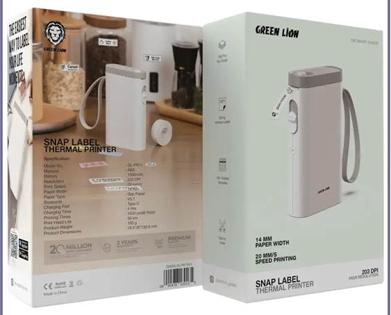 لیبل پرینتر حرارتی گرین لاین Green Lion Snap Lable Thermal Printer GNSNLBLPNTWH (E)
