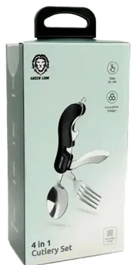 ست قاشق و چنگال مسافرتی گرین لاین Green Lion 4 in 1 Cutlery Set GN4IN1CSETBK (E)