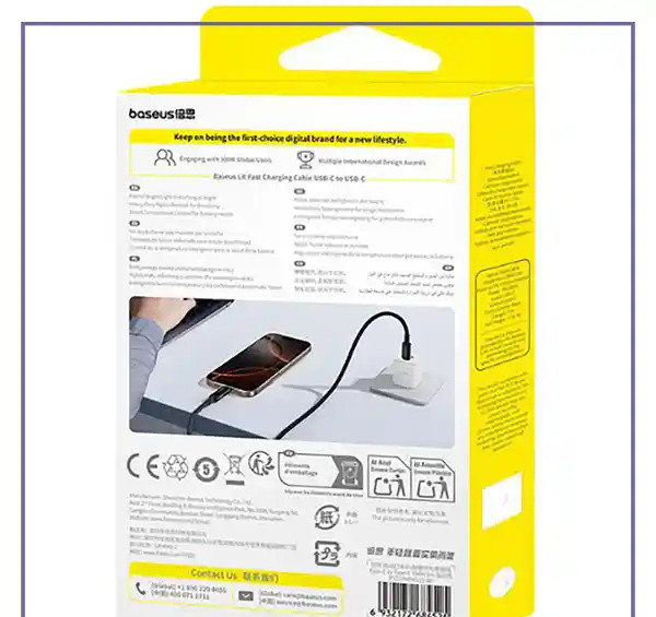 کابل دو سر تایپ سی فست شارژ 100 وات یک متری بیسوس Baseus Lit CB000148 (E)