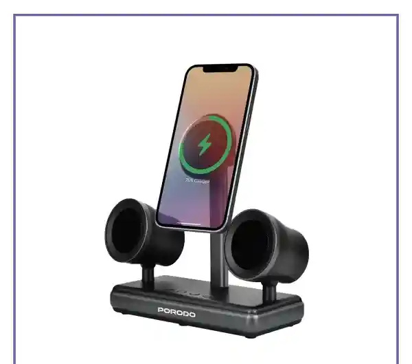 اسپیکر و شارژر وایرلس مگسیف پرودو Porodo Speaker Charging Dock FWCH050 (E)