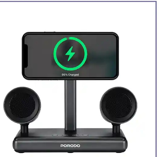 اسپیکر و شارژر وایرلس مگسیف پرودو Porodo Speaker Charging Dock FWCH050 (E)
