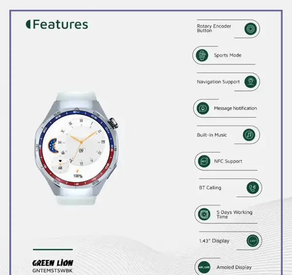 ساعت هوشمند گرین لاین Green Lion Tech Msater Smart Watch GNTEMSTSWSL (E)