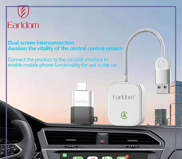 دانگل وایرلس CarPlay و Android Auto ارلدام Earldom 2in1 For Android/IOS Carplay ET-CP03 (E)