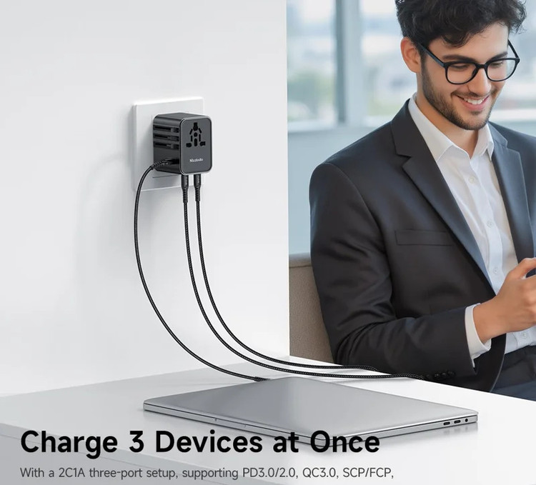 آداپتور شارژ مسافرتی 25 وات مکدودو یا کابل MCDODO CP-3260 Universal Travel Charging Adapter (E)