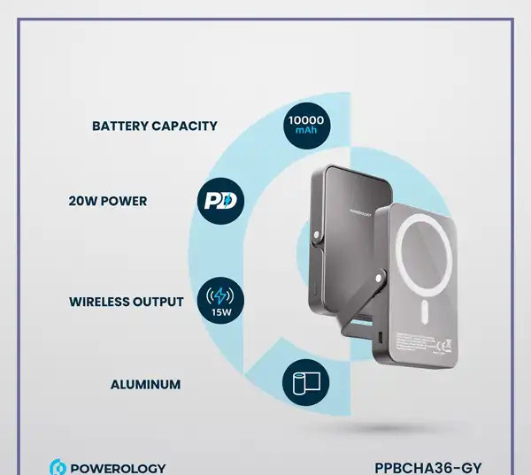 پاوربانک وایرلس 10000 پاورولوژی Powerology Magsafe Power Bank PPBCHA36 (E)