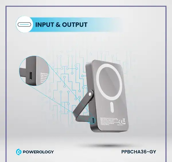 پاوربانک وایرلس 10000 پاورولوژی Powerology Magsafe Power Bank PPBCHA36 (E)