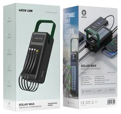 پاوربانک خورشیدی 50000 گرین لاین Green Lion Solar Max Power Bank GNSLRPB50K (E)