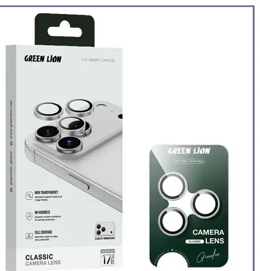 گلس لنز آیفون 17 پرو و 17 پرو مکس گرین لاین Green Lion Classic 17 Pro/Pro Max Camera Lens GNCLLNS17PMSL (E)