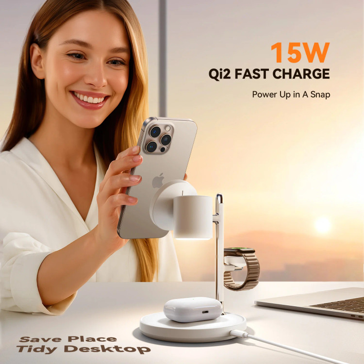 شارژر وایرلس 4 کاره جویروم JOYROOM JR-W23 Qi2 Wireless Charger (E)