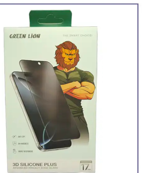 گلس حریم شخصی آیفون 17 پرو گرین لاین Green Lion 3D Silicone Plus Iphone 17 PRO GN3DSIL17PBK (E)