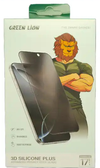 گلس حریم شخصی آیفون 17 و 16 پرو گرین لاین Green Lion 3D Silicone Plus Iphone 17/16 Pro GN3DSIL17BK (E)