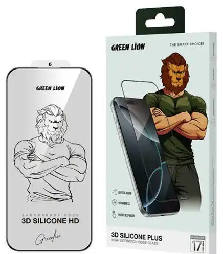گلس آیفون 17 و 16 پرو گرین لاین Green Lion 3D Silicone Plus Iphone 17/16 Pro GN3DSIL17CL (E)