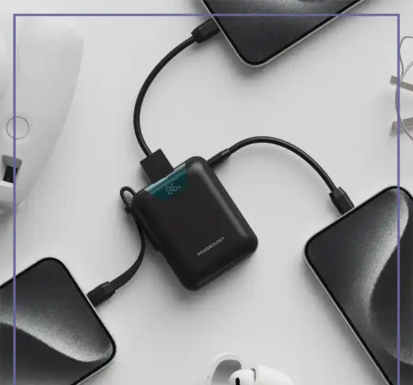 پاوربانک 20000 با کابل تایپ سی پاورولوژی Powerology York Power Bank PPBM102BK (E)