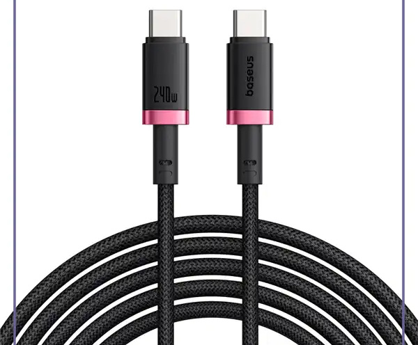 کابل شارژ دو سر تایپ سی 1 متر بیسوس Baseus Dura 240W Charging Data Cable CB000169 (E)