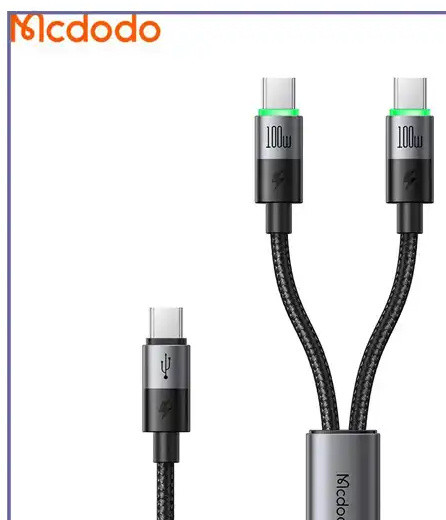کابل شارژ چند سر تایپ سی 100 وات 1.5 متر مک دودو Mcdodo 2in1 Cable CA-6740 (E)