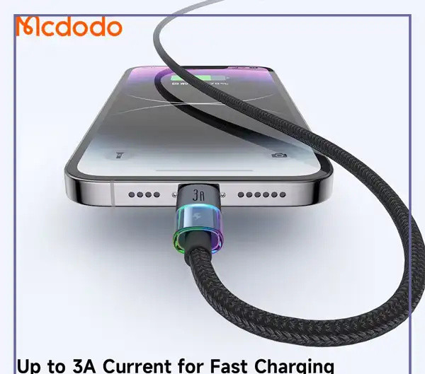 کابل شارژ لایتنینگ 1.2 متر مک دودو Mcdodo Colorful Lights Lightning Cable CA-8170 (E)