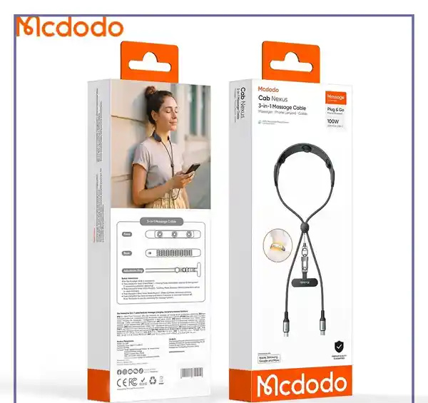 کابل شارژ دوسر تایپ سی و ماساژور گردن مکدودو Mcdodo Cab Nexus Massage Cable CA-658 (E)