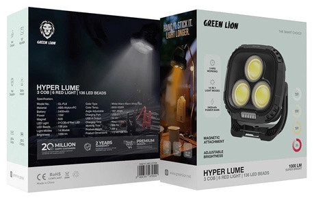 چراغ کمپینگ 1000 لومن گرین لاین Green Lion Hyper Lume GNHYLMELGTBK (E)