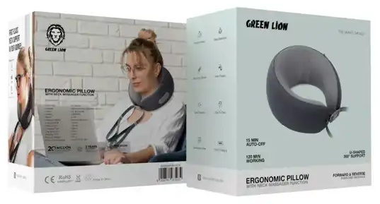 ماساژور گردن گرین لاین Green Lion Ergonomic Pillow with Neck Massager GN29ERNECKGY (E)