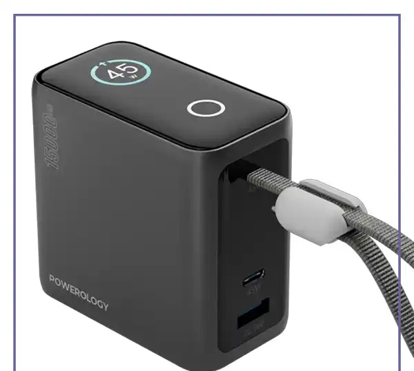 پاوربانک 45 وات 15000 با کابل تایپ سی پاورولوژی Powerology Mini Power Bank PPBCHA60BK (E)