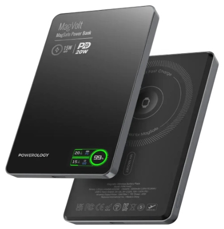 پاوربانک وایرلس چند کاره 5000 پاورولوژی Powerology MagVolt PPBCHA62BK (E)