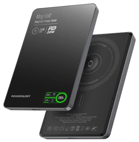 پاوربانک وایرلس چند کاره 5000 پاورولوژی Powerology MagVolt PPBCHA62BK (E)