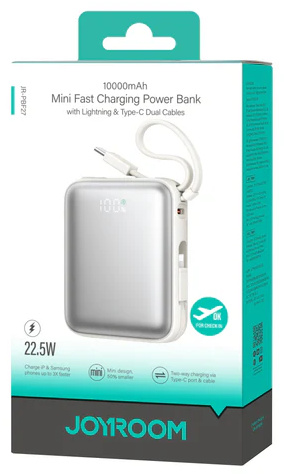 پاور بانک 10000 با کابل تایپ سی و لایتنینگ جویروم JOYROOM JR-PBF27 Power Bank (E)