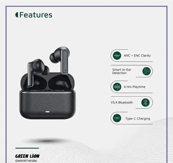 هندزفری بلوتوث گرین لاین Green Lion River True Wireless Earbuds GNRVRTWSBK (E)
