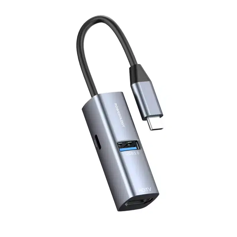 هاب تایپ سی پاورولوژی Powerology Aluminum Mini USB-C Hub PWJT424BK (E)