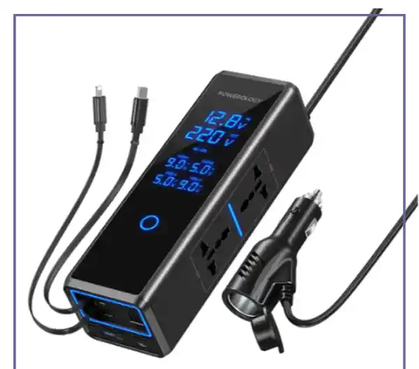 اینورتر 300 وات با کابل  جمع‌شونده پاورولوژی Powerology Car Power Inverter PWCPI300WBK (E)