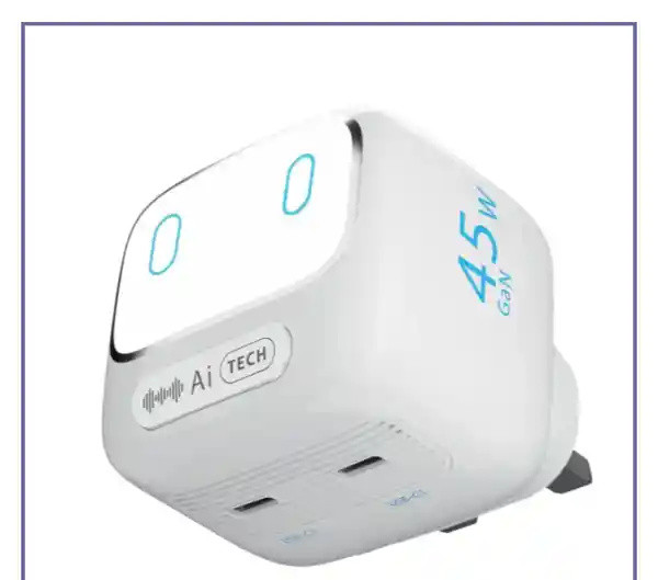 آداپتور شارژ 45 وات هوشمند پاورولوژی Powerology Lumix GaN AI Power Charger PWCUQC052WH (E)