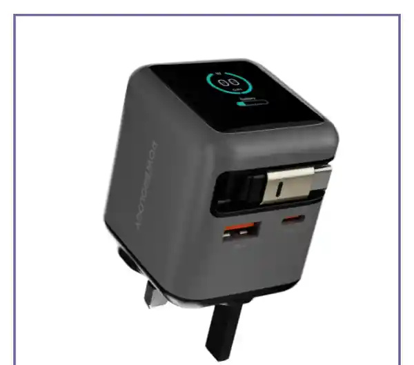 آداپتور شارژ 70 وات هوشمند پاورولوژی Powerology Halo Dual-Port GaN Charger PWCUQC051 (E)