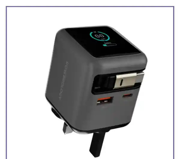 آداپتور شارژ 70 وات هوشمند پاورولوژی Powerology Halo Dual-Port GaN Charger PWCUQC051 (E)