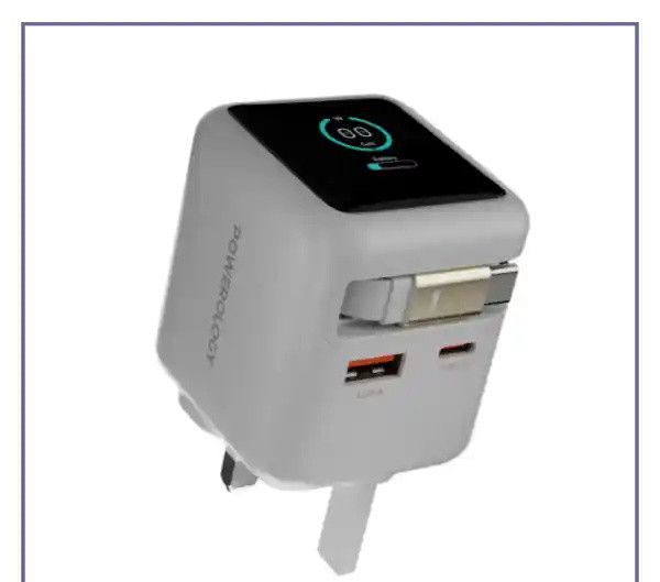 آداپتور شارژ 70 وات هوشمند پاورولوژی Powerology Halo Dual-Port GaN Charger PWCUQC051 (E)