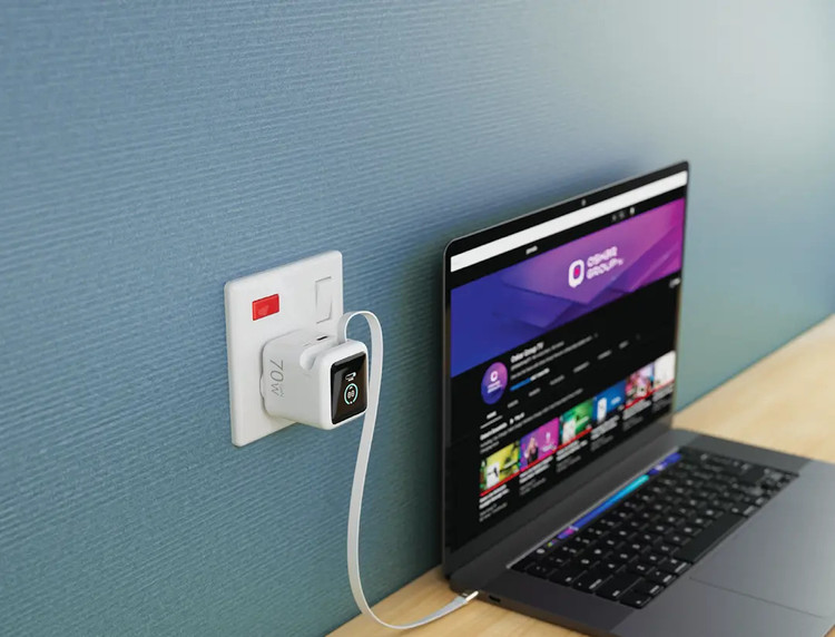آداپتور شارژ 70 وات هوشمند پاورولوژی Powerology Halo Dual-Port GaN Charger PWCUQC051 (E)