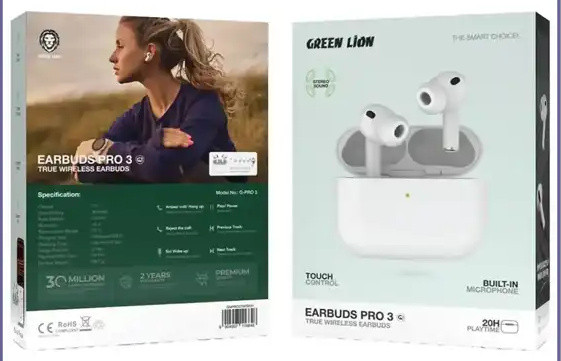 هندزفری بلوتوث گرین لاین Green Lion Earbuds Pro 3 True Wireless Earbuds GNPRO3TWSWH (E)