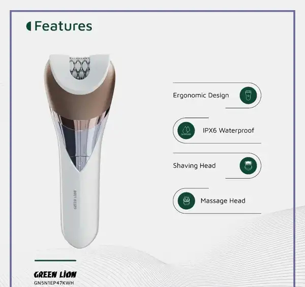 کیت اپیلاتور 5 کاره گرین لاین Green Lion 5 in 1 Cordless Epilator Kit GN5N1EP47KWH (E)