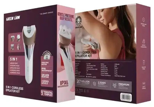 کیت اپیلاتور 5 کاره گرین لاین Green Lion 5 in 1 Cordless Epilator Kit GN5N1EP47KWH (E)