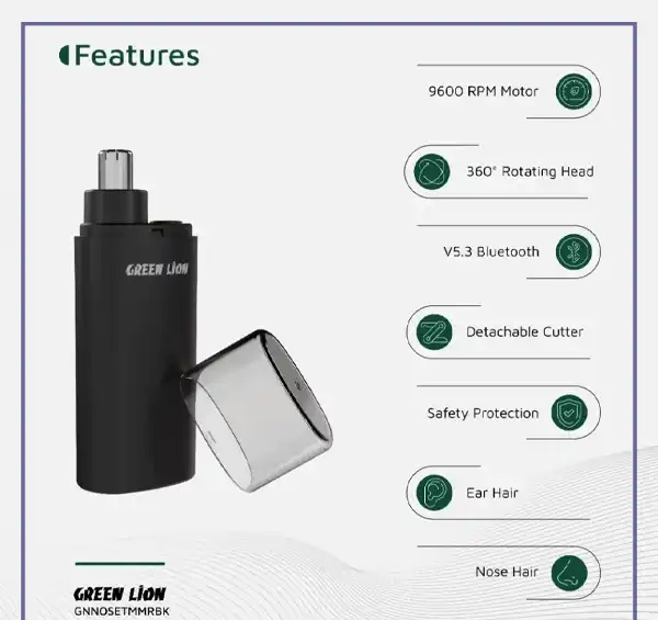 ریش تراش ماشین اصلاح موی بینی گرین لاین Green Lion Nose Pro Nose and Ear Trimmer GNNOSETMMRBK (E)