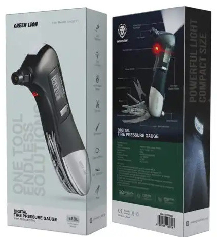گیج فشار دیجیتالی لاستیک 9 کاره گرین لاین Green Lion Digital Tire Pressure Gauge 9 In 1 Rescue Tool GNDITIREPRBK (E)