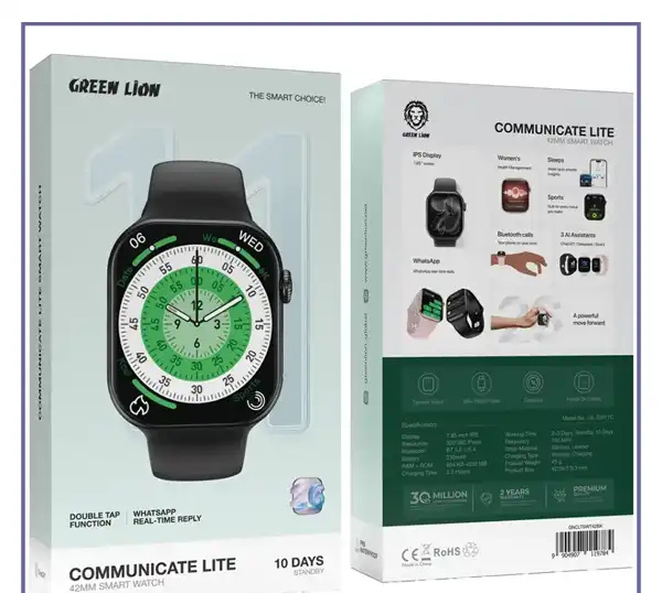 ساعت هوشمند 1.85 اینچ گرین لاین Green Lion Communicate Lite 42mm Smart Watch GNCLTSWT42BK (E)